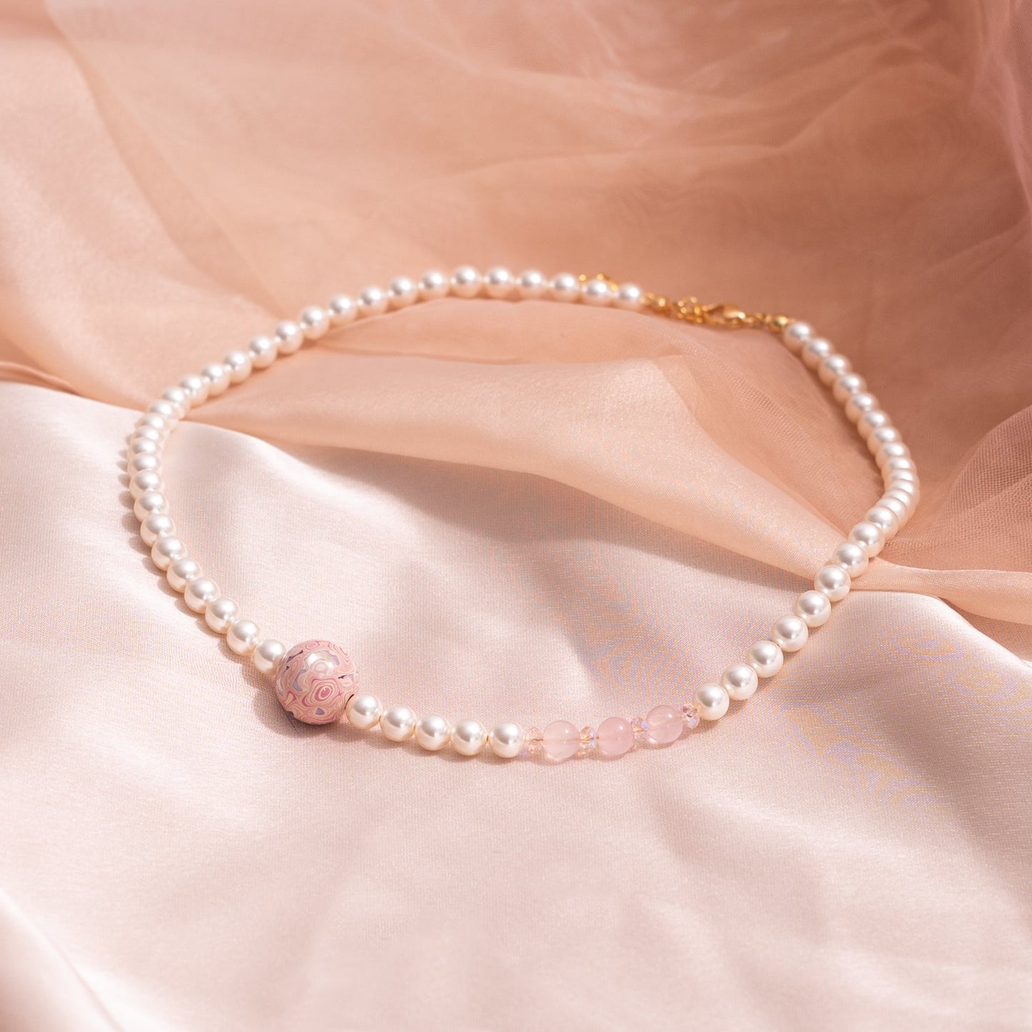 Eternal Blossom Necklace – Lacquer Bead & Rose Quartz