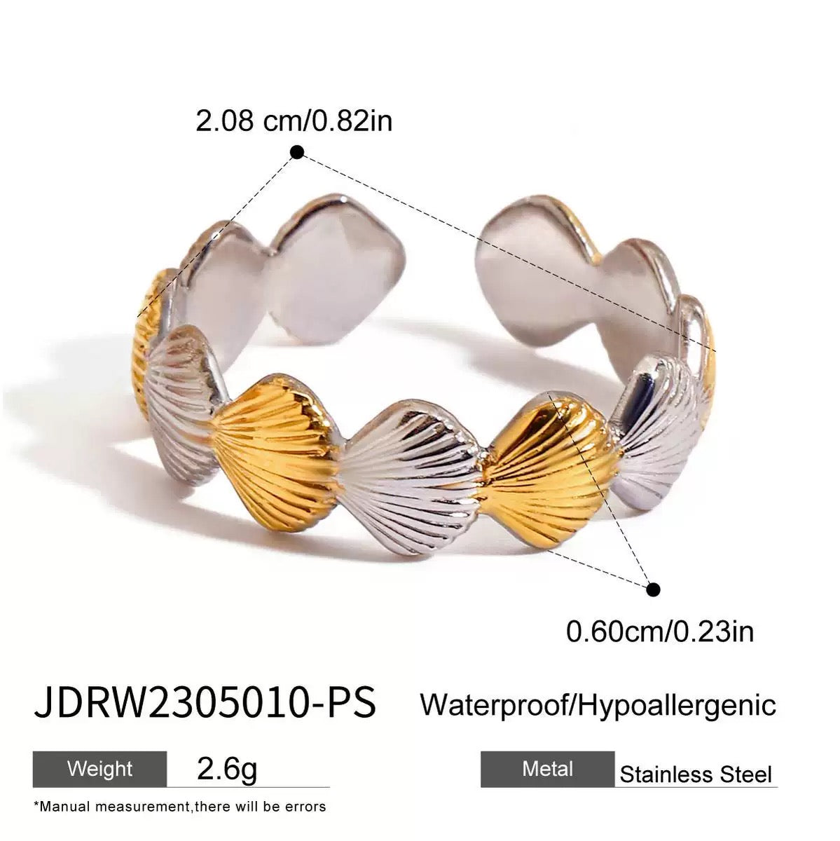 Coastal Seashell Ring – Gold & Silver Stainless Steel
